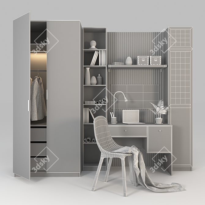 IKEA Furniture Composition with Lighting & Decor 3D model image 2