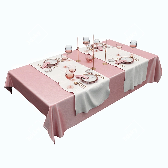 Elegant Rose Dinnerware Set 3D model image 1