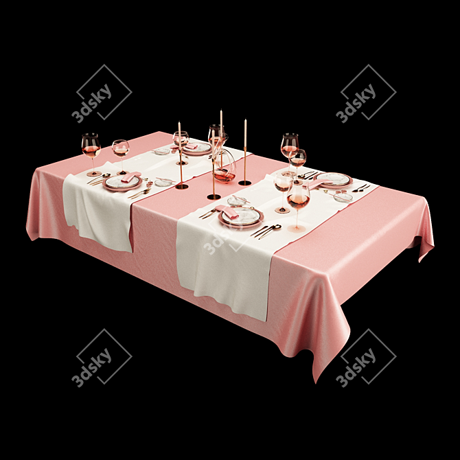 Elegant Rose Dinnerware Set 3D model image 4