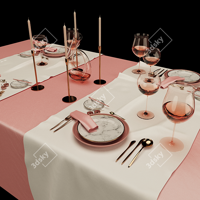 Elegant Rose Dinnerware Set 3D model image 6