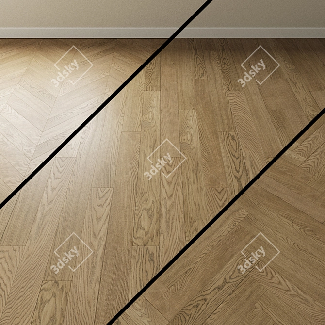 Sand Oak Chevron Parquet 3D model image 1