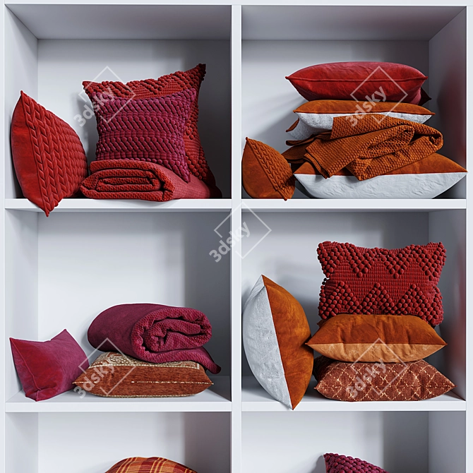Vibrant Cozy Pillow Set 3D model image 2