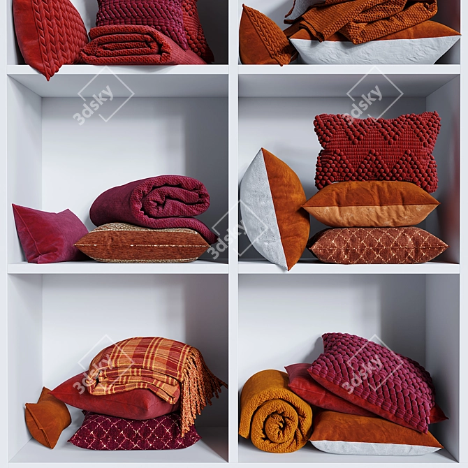 Vibrant Cozy Pillow Set 3D model image 4