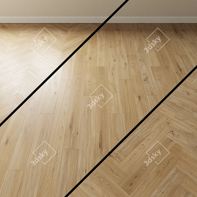 French Oak Artistry: Batist Chevron Parquet 3D model image 1