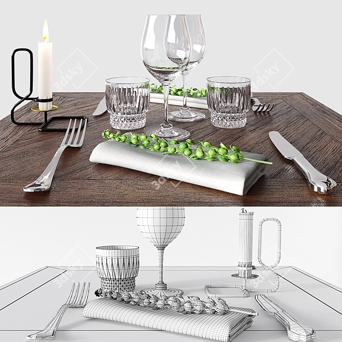 Field Charm Cafe Table Set 3D model image 2