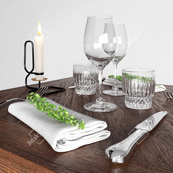 Field Charm Cafe Table Set 3D model image 3