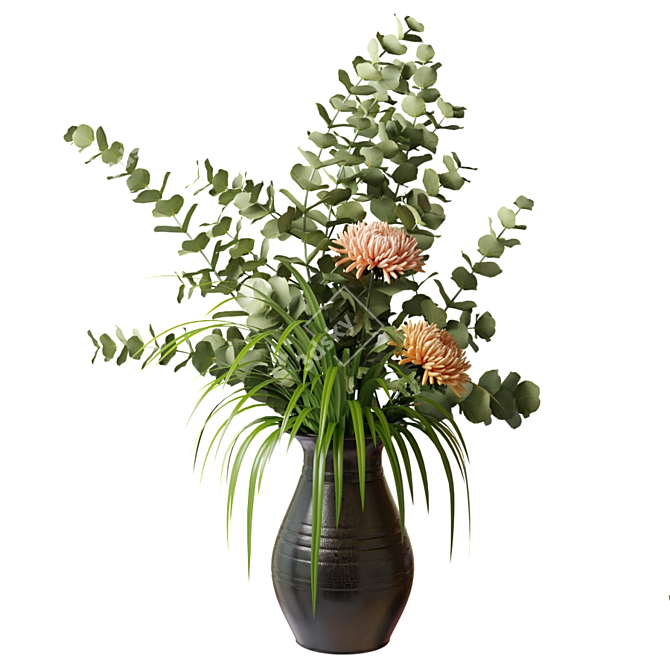 Eucalyptus Bouquet with Chrysanthemums 3D model image 1