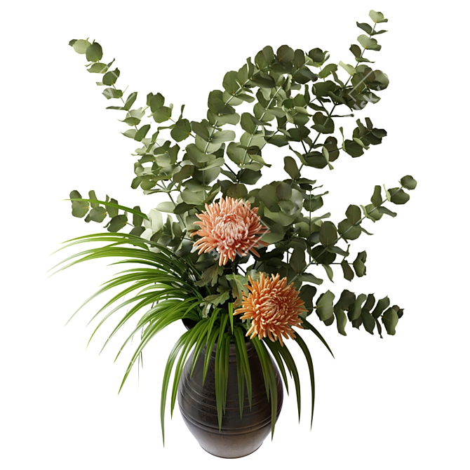 Eucalyptus Bouquet with Chrysanthemums 3D model image 2