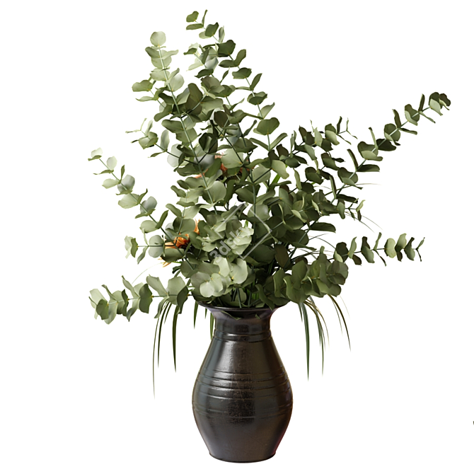 Eucalyptus Bouquet with Chrysanthemums 3D model image 3