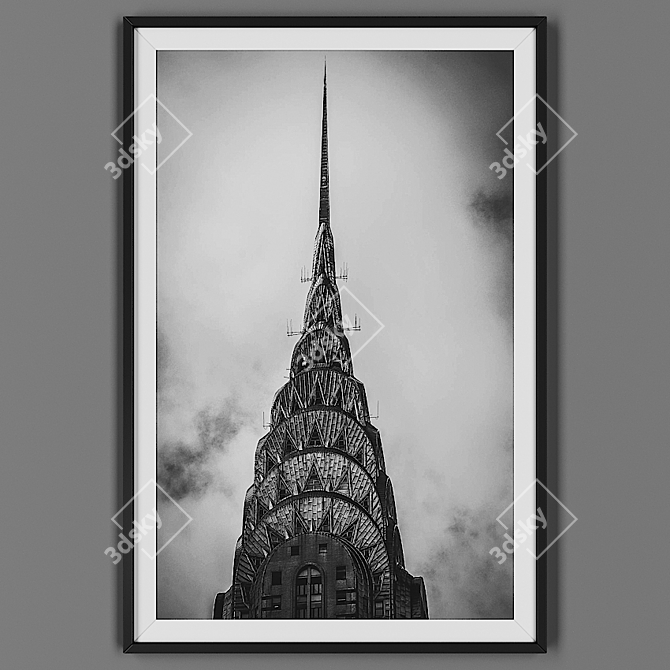 Elegant Black Framed Art 3D model image 1