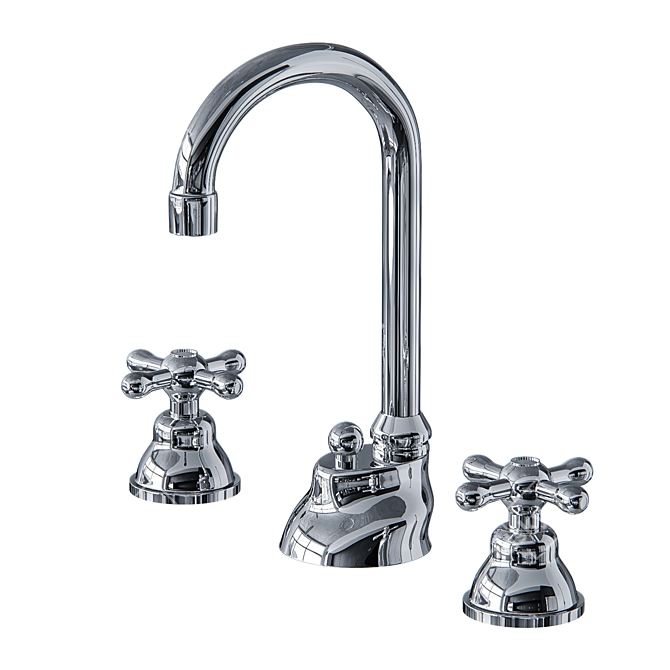 Grazia GRC5012/1CR: Triple Hole Washbasin Mixer with High Spout 3D model image 1