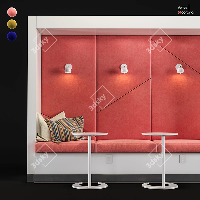 Modern Restaurant Office Lobby Seating 3D model image 2