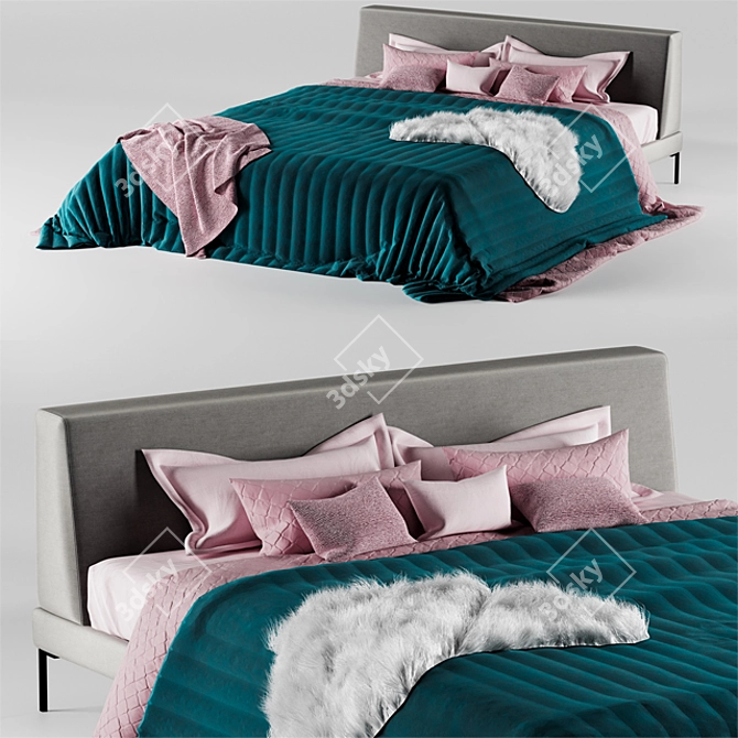 Amber Interia Bed: Timeless Elegance for Your Comfort 3D model image 1