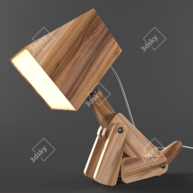 Adjustable Wooden Dogi Table Lamp 3D model image 2