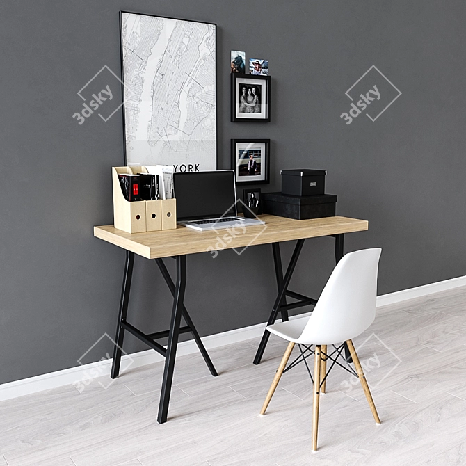 Sleek & Functional: IKEA Linnmon / Lerberg Workplace Desk 3D model image 1