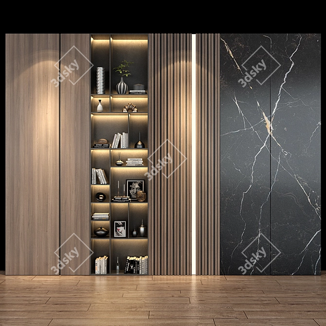 Modern Oak Cabinet Furniture 3D model image 1