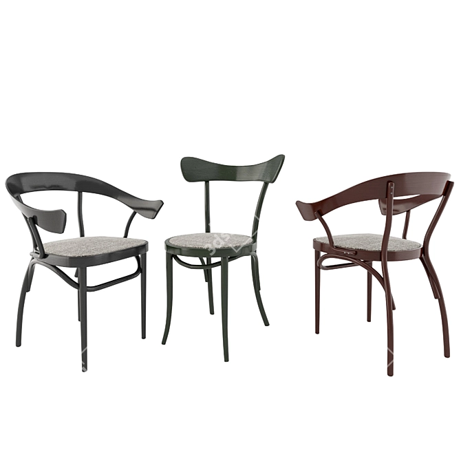 Stylish Bistro Set: Thonet Chairs & Caryllon Table 3D model image 2