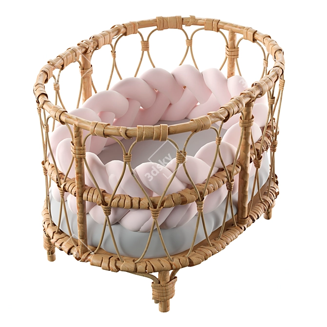 Title: Rattan Doll Bed 3D model image 1