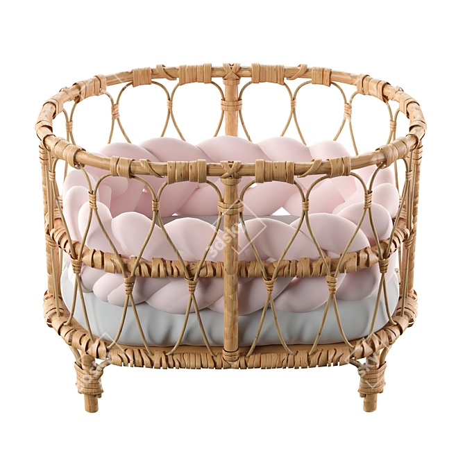 Title: Rattan Doll Bed 3D model image 2