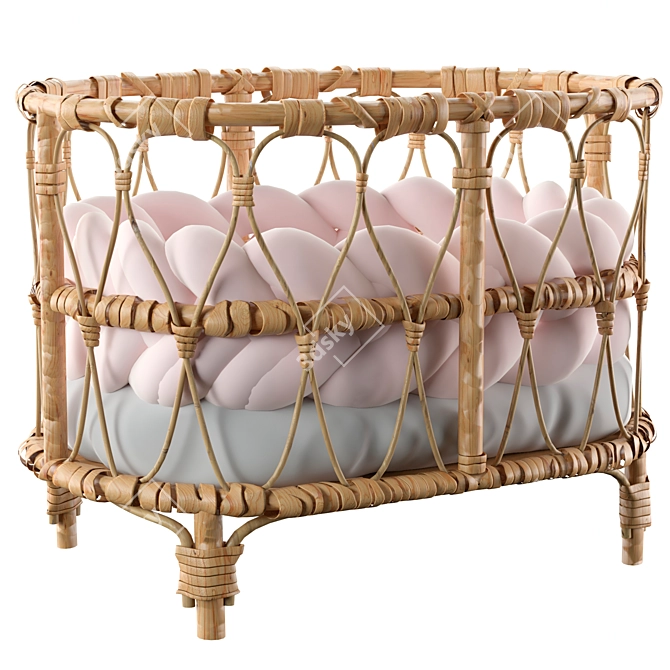 Title: Rattan Doll Bed 3D model image 3