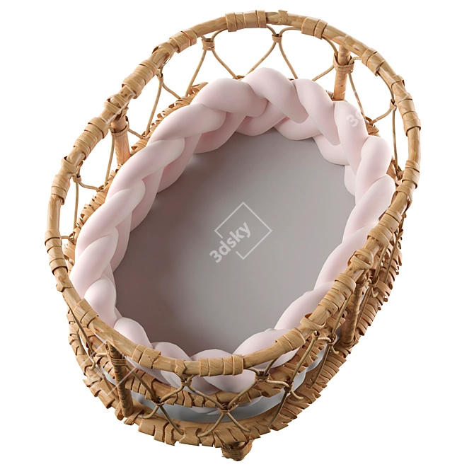 Title: Rattan Doll Bed 3D model image 4