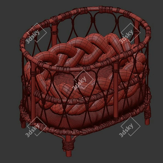 Title: Rattan Doll Bed 3D model image 5