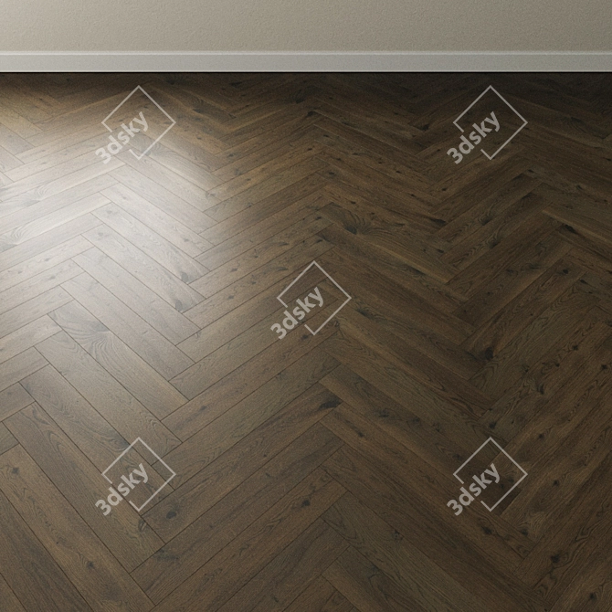 Scandinavian Oak Parquet: Inspiring Dark Beauty 3D model image 3