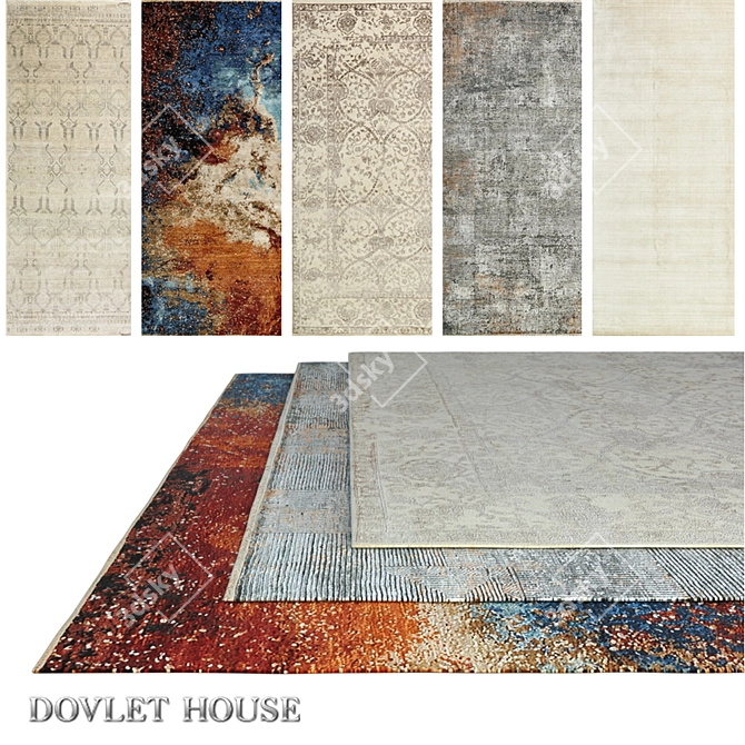 DOVLET HOUSE Carpets - Set of 5 (Part 505) 3D model image 1