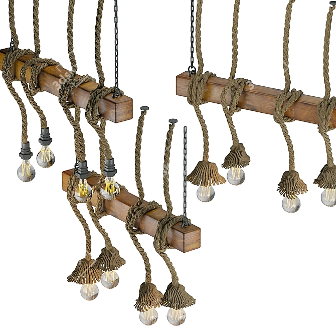 Industrial Edison Pendant Chandelier 3D model image 1