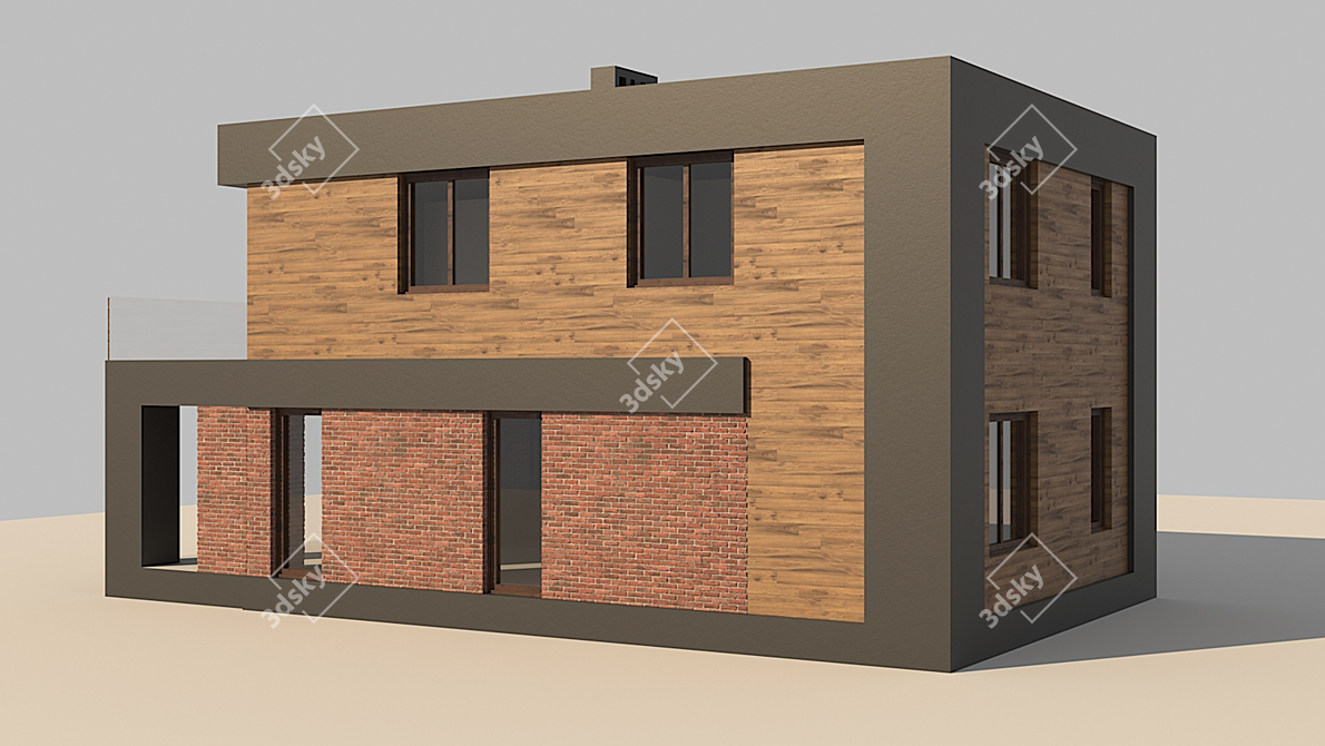 Modern Tech Cottage 3D model image 2