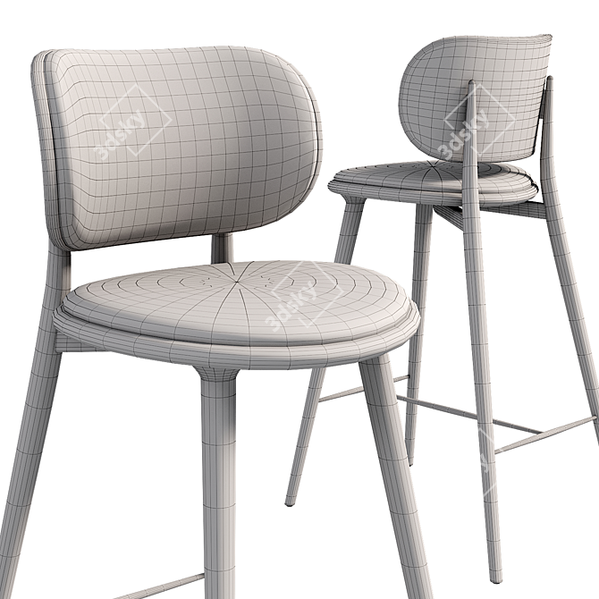 ErgoStool: Comfortable High Stool with Backrest 3D model image 4