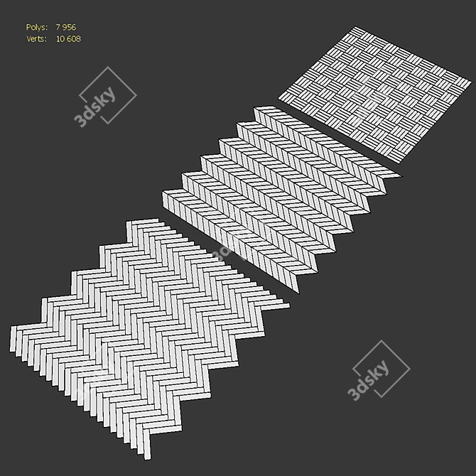 Arctic Oak Parquet Set - Firestop 3D model image 5