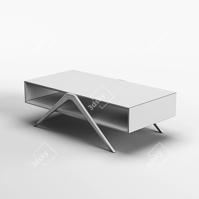 Elegant Walnut Rectangle Coffee Table 3D model image 5