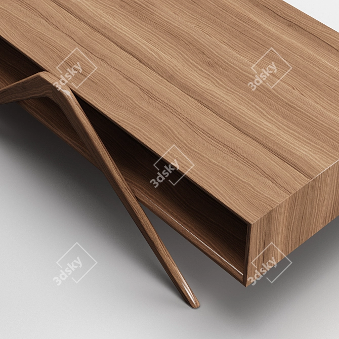 Elegant Walnut Rectangle Coffee Table 3D model image 6