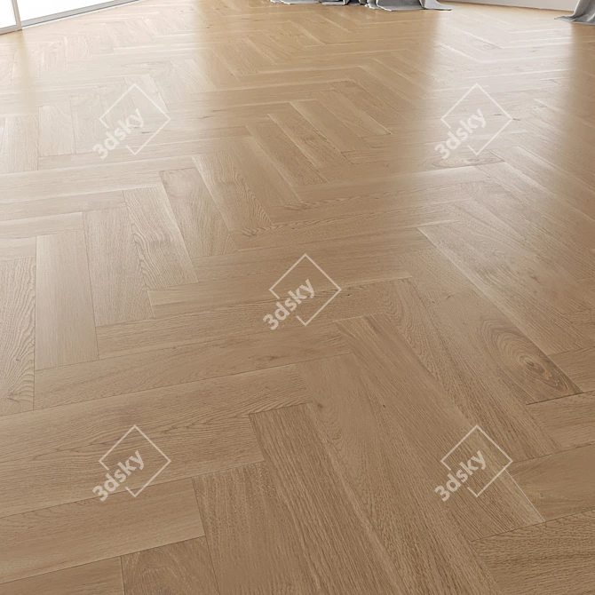 Natural Oak Parquet Set - 4pcs 3D model image 4