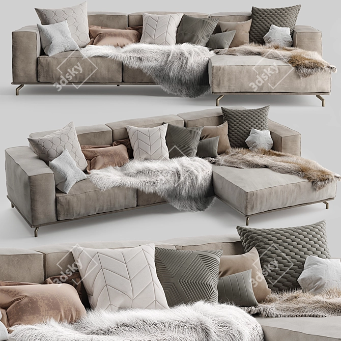Sophie Modern Leather Corner Sofa 3D model image 3