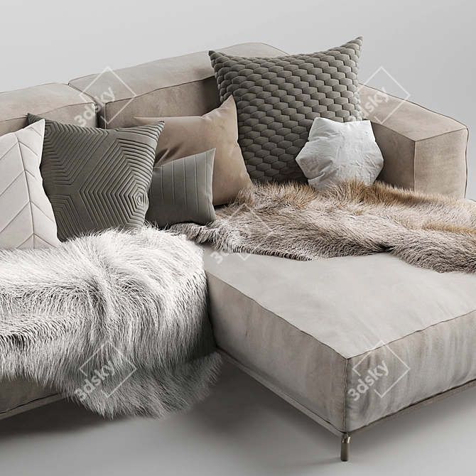 Sophie Modern Leather Corner Sofa 3D model image 4