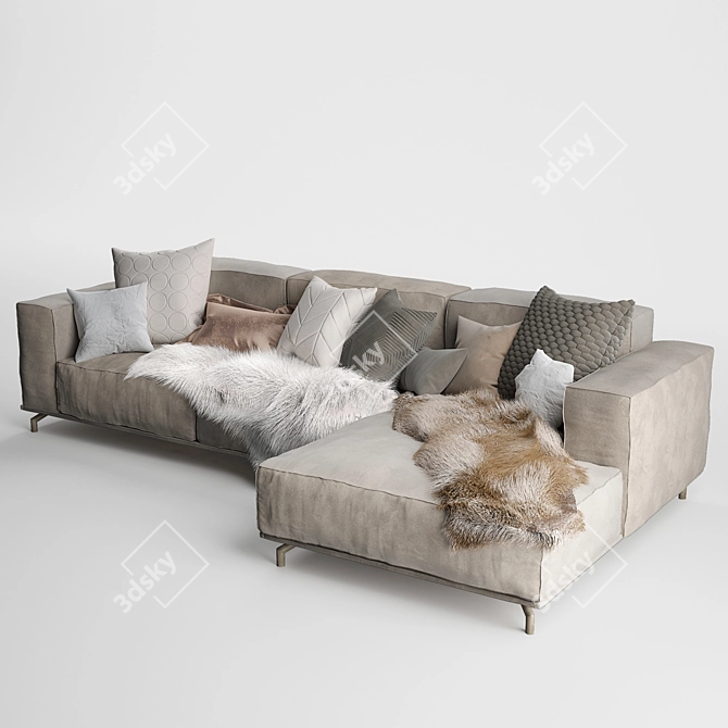 Sophie Modern Leather Corner Sofa 3D model image 5