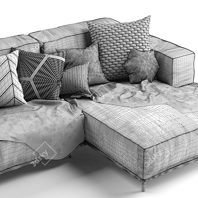 Sophie Modern Leather Corner Sofa 3D model image 2