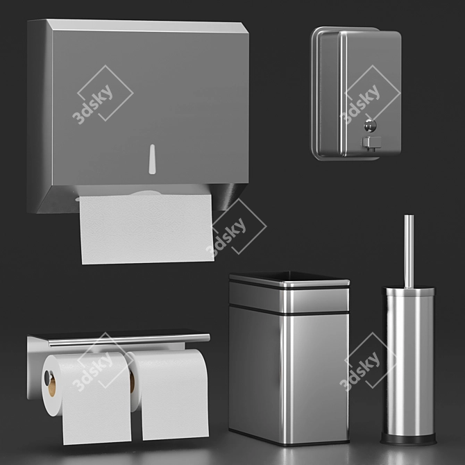 Modern Bathroom Accessories Set 3D model image 1