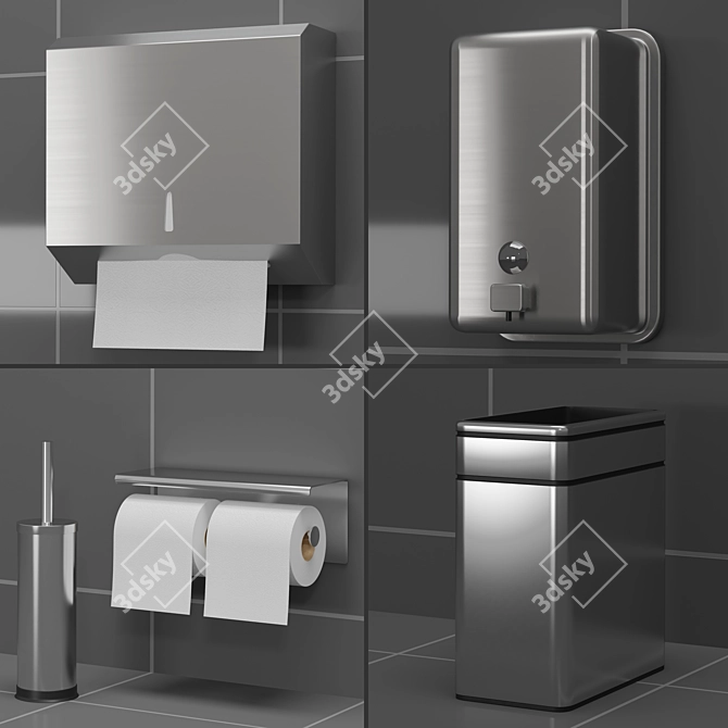 Modern Bathroom Accessories Set 3D model image 2