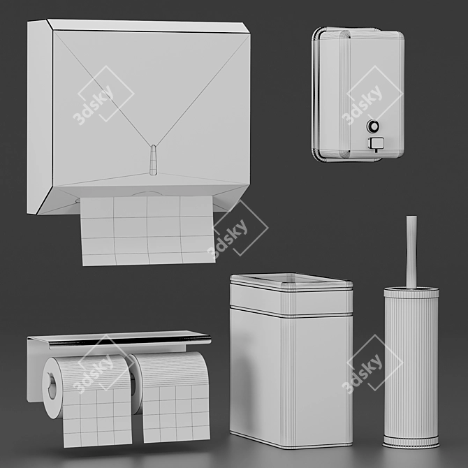 Modern Bathroom Accessories Set 3D model image 3