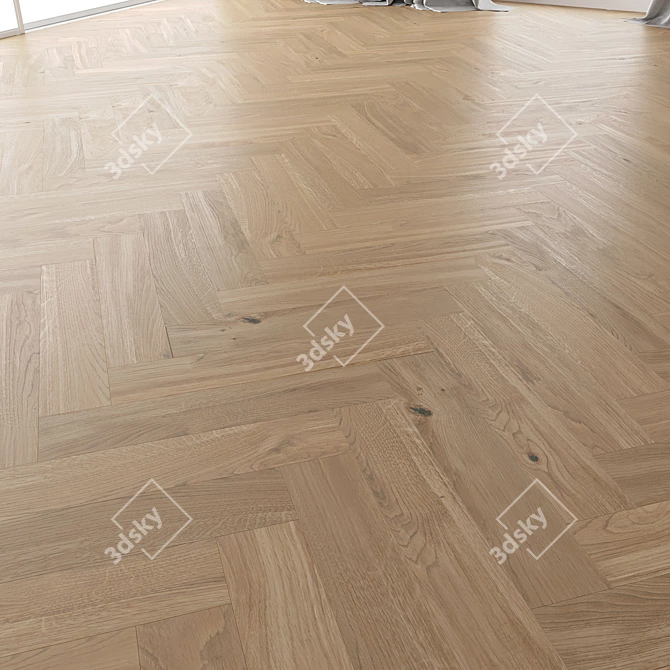 Handcrafted Oak Parquet Set 3D model image 4