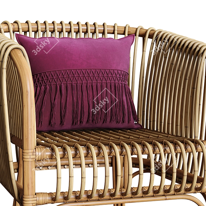 Isabella Rattan Barrel Chair: Chic and Comfortable 3D model image 3