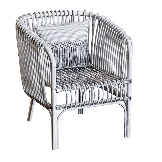 Isabella Rattan Barrel Chair: Chic and Comfortable 3D model image 5