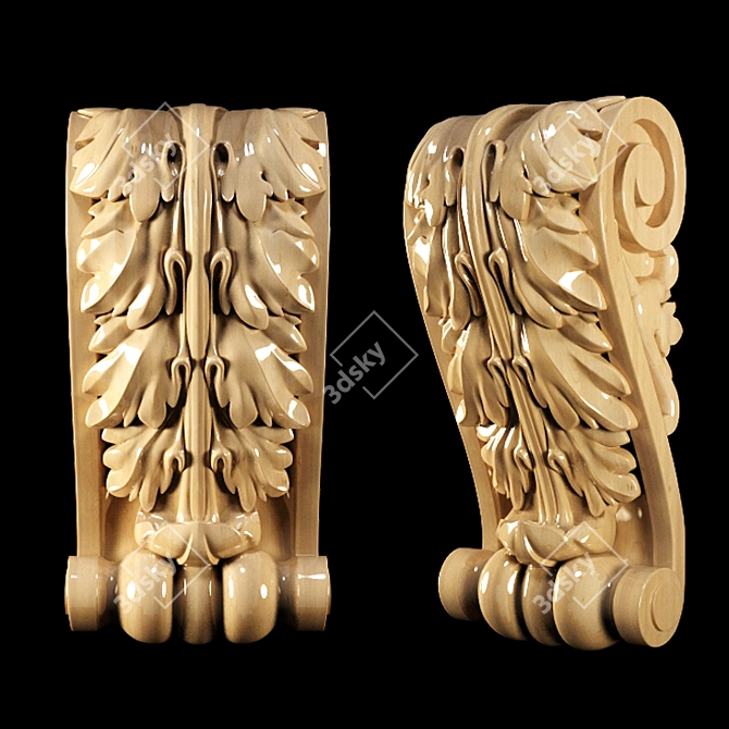 Classic Carved Bracket: High-Quality 3D Model 3D model image 7