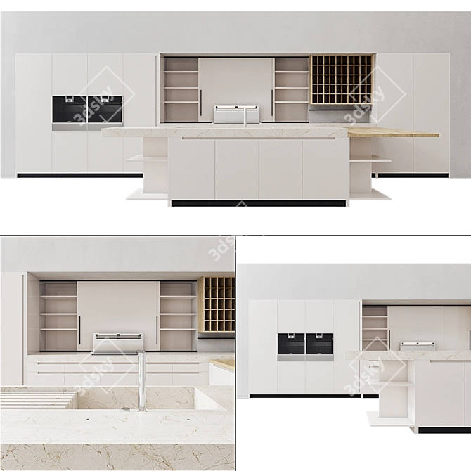 Sleek 54 Kitchen Design 3D model image 1