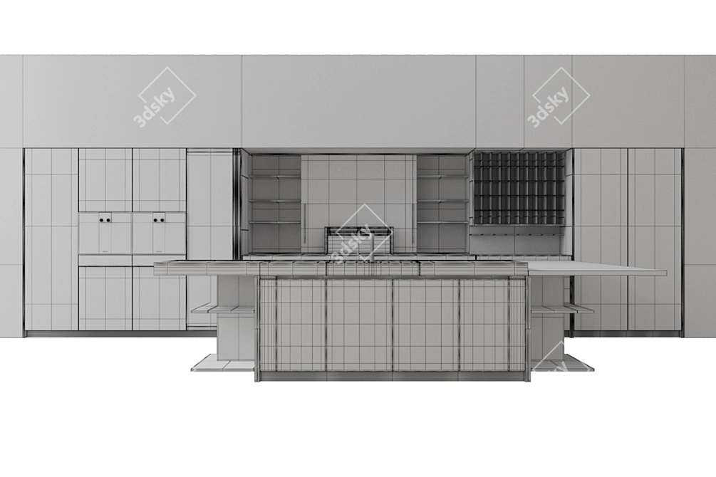 Sleek 54 Kitchen Design 3D model image 5