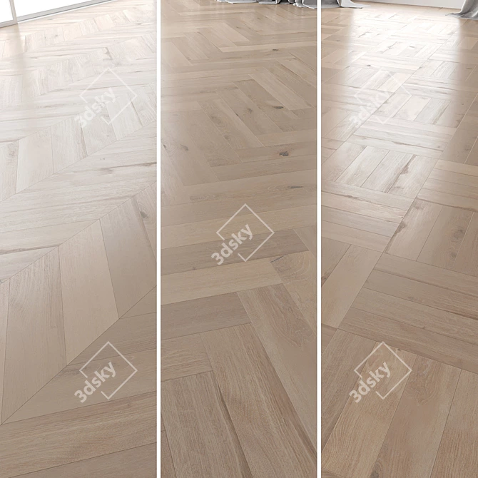 Vergne Brushed Oak Parquet Set 3D model image 1