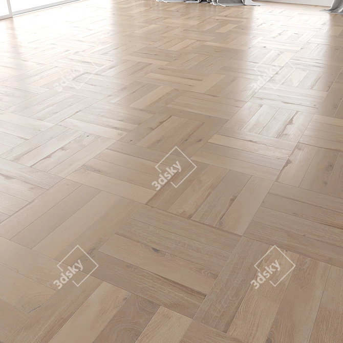 Vergne Brushed Oak Parquet Set 3D model image 2